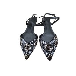 Michael Kors Ciara Flat Black & Metallic Studded Pointed Toe Sandals 8.5M Women'